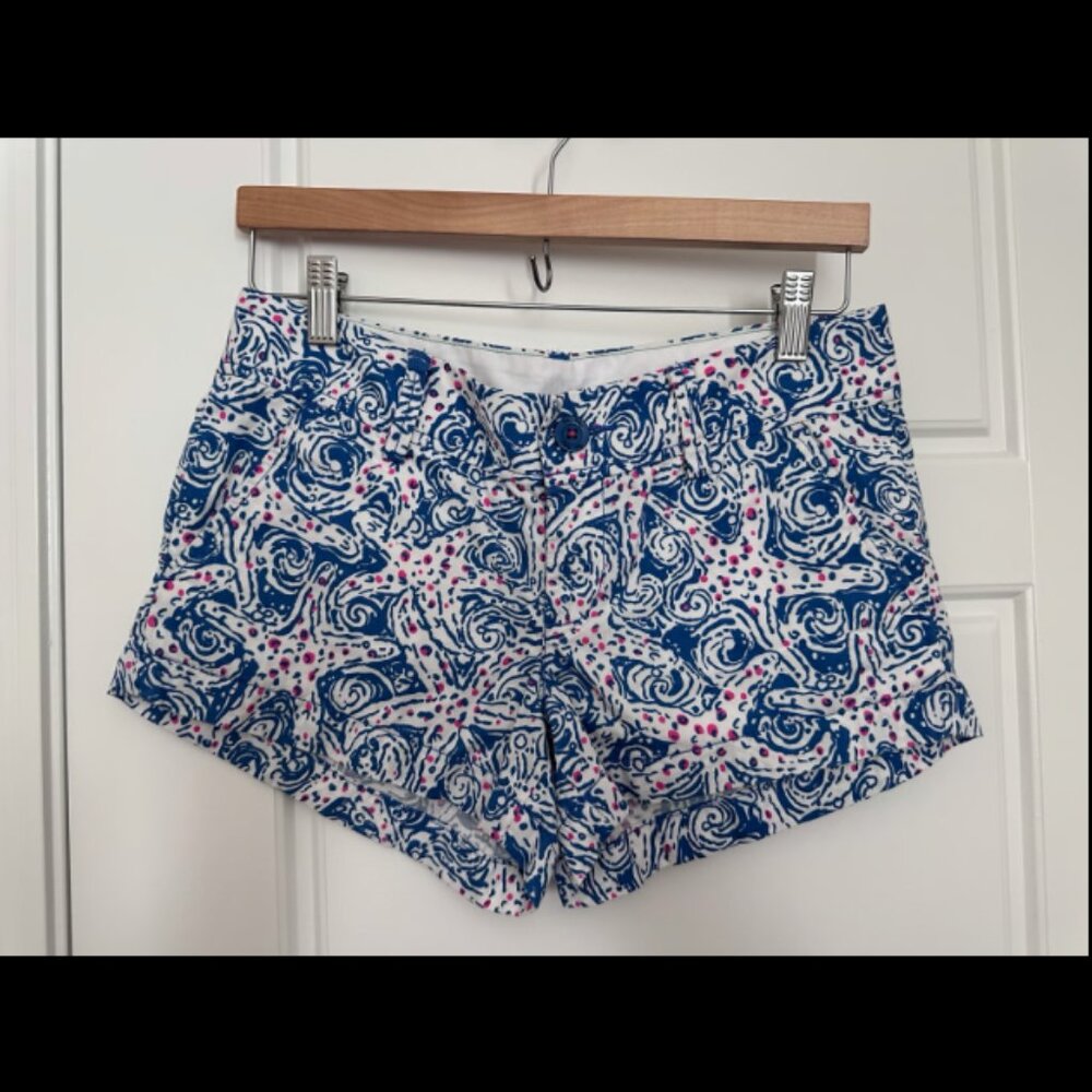 Lilly Pulitzer Walsh Shorts Size 2 Indigo Star Crush Starfish Blue Beach